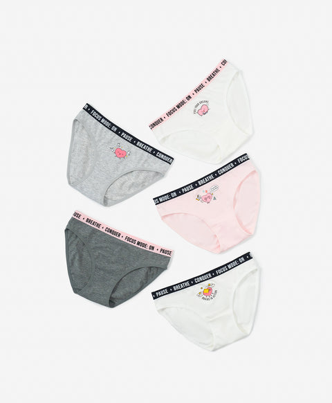 The Study Club Yuki & Hattie Low waist Mini 5pcs-pack Cotton Spandex Graphic Panties Wonder Box