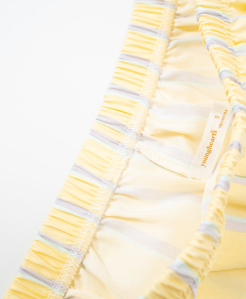 BedMood Mello No Tasks. Just Vibes Polyester PJ Short Sleeves Top & Shorts Set - Yellow