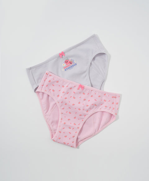 Berry Stressed Cotton Mid Waist Midi 2pcs Sanitary Panties Pack