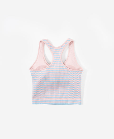 Stay Bloom Padded Stripes Ribbed Racerback Vest