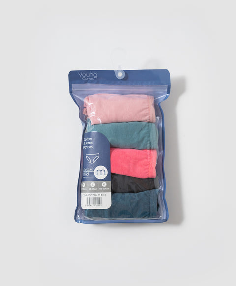 Beat Cotton Mid Waist Midi 5pcs Pack Panties