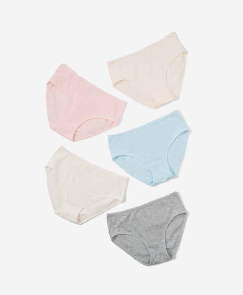 Sunday Morning Mid Waist Midi 5pcs Cotton Spandex Pack Panties
