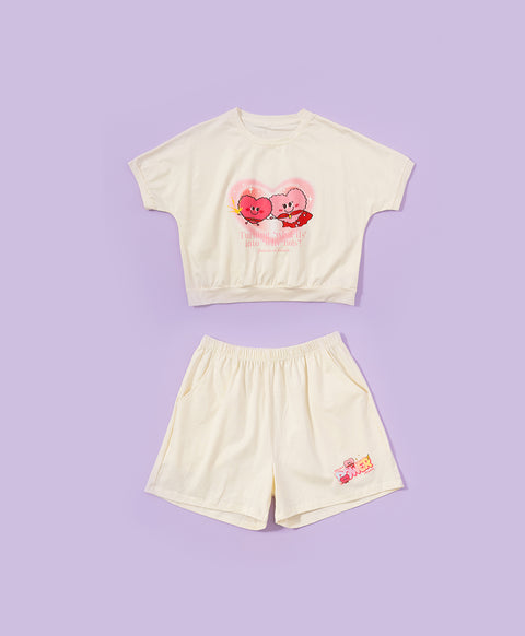 Delulu Power Hearts Short Sleeve Top & Short PJ Set