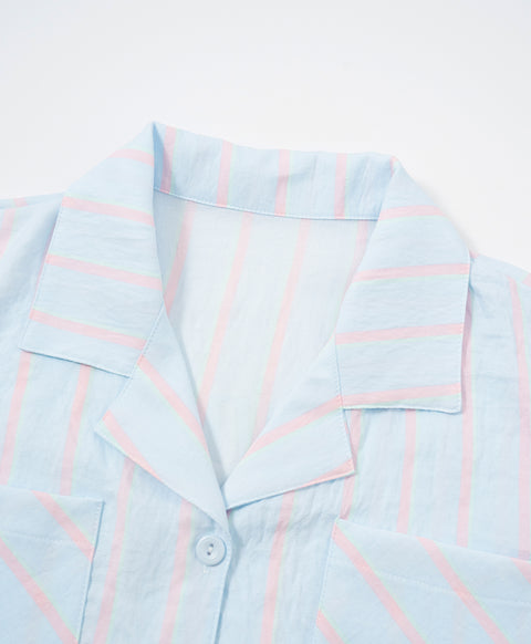 BedMood Mello Nothing Scheduled. Don't Ask. Polyester PJ Short Sleeves Top & Shorts Set - Blue
