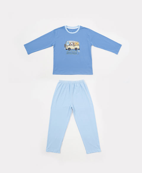 Junior Bedtime Bubbles Never Stop Adventuring Long Sleeves Tee & Pants Sleep Set
