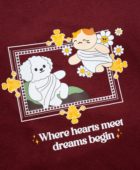 Little Muse Short Sleeves PJ Top & Long Pants Set - Where Hearts Meet Dreams Begin