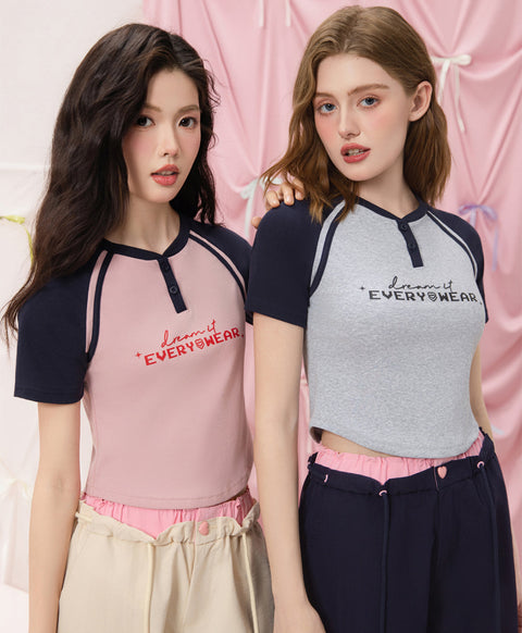 The Playmakers Crop Raglan Baby Tee