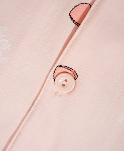 Cookies d'amore Satin Short Sleeve Top & Short PJ Set-Peach