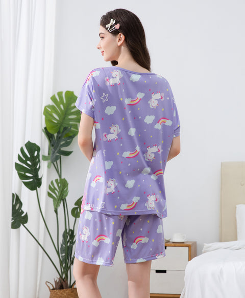 Believe In Yourself Short Sleeves Microfiber Top & Bottom Sleep Set