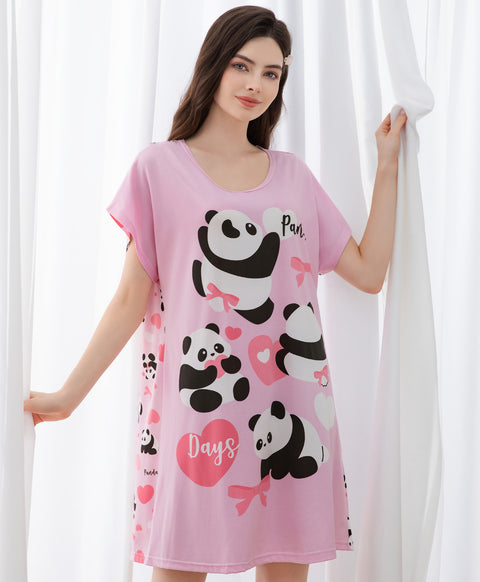 Panda Days Microfiber Short Sleeves Sleep Dress