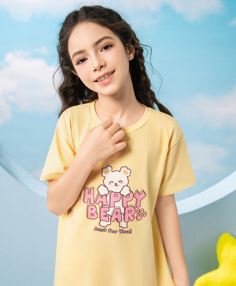 Junior Bedtime Bubbles Happy Bear Just for You Short Sleeves Sleep Dress