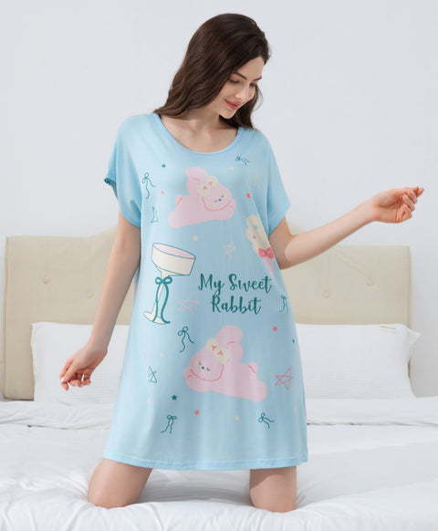 My Sweet Rabbit Microfiber Short Sleeves Sleep Dress