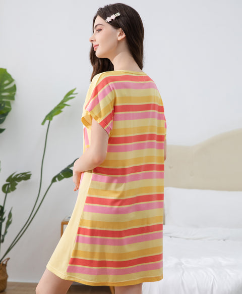 Time to Bloom Microfiber Short Sleeves Sleep Dress