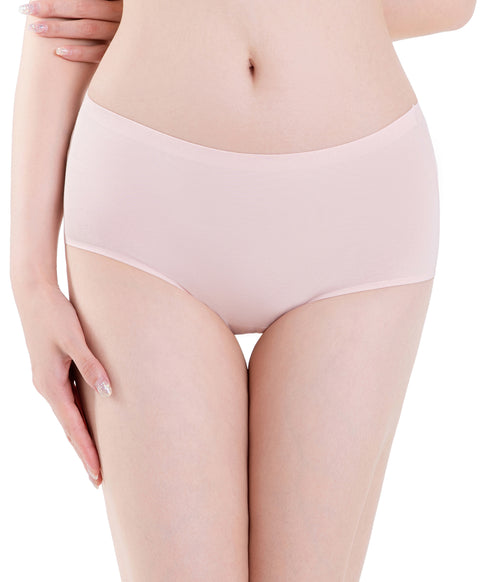 Skinmate Daily Laminated Seamless No-Show Cotton Spandex Mid Waist Midi Panties