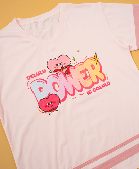 Delulu Power Hearts Short Sleeve Top & Long Pants PJ Set