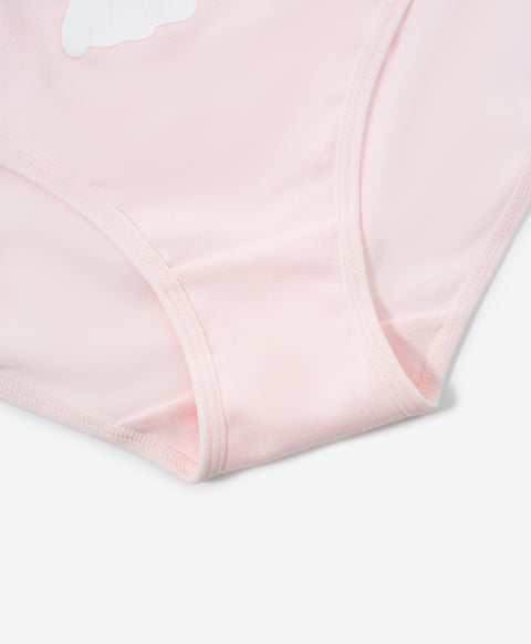 Baa-baa Fluffy Mid Waist Midi 5pcs Cotton Spandex Graphic Pack Panties