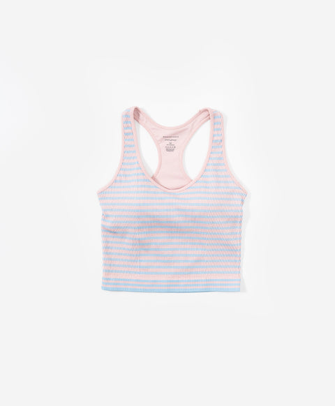 Stay Bloom Padded Stripes Ribbed Racerback Vest