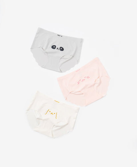 Paw & Peek Laminated Seamless No-Show Mid Waist Hipster Panties