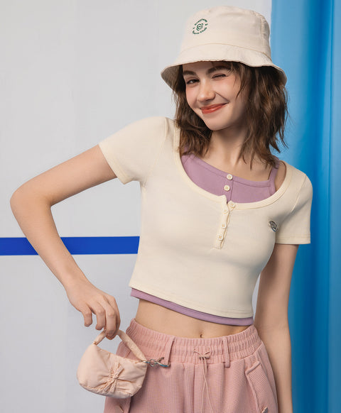 Dream Squad Fake 2-piece Short Sleeve Top