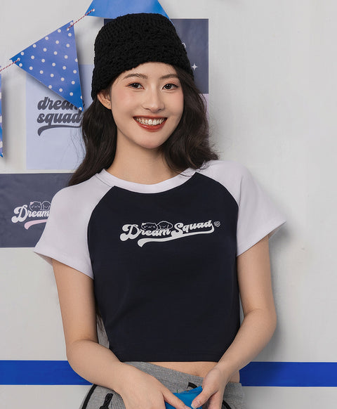 Dream Squad Raglan Tight Fit Crop Tee