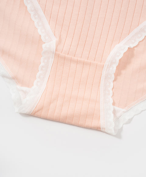 Country Style Low Waist Midi Ribbed Cotton Panties