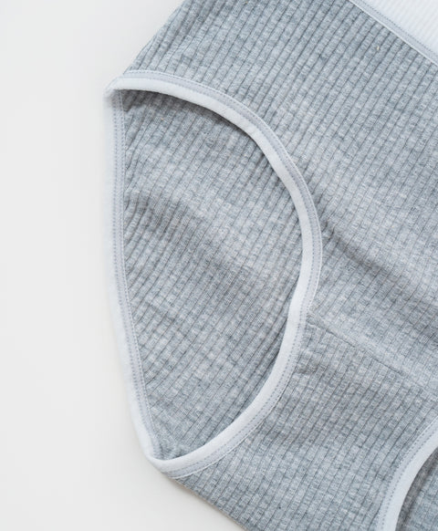 Rib Design Low Waist Midi Cotton Panties