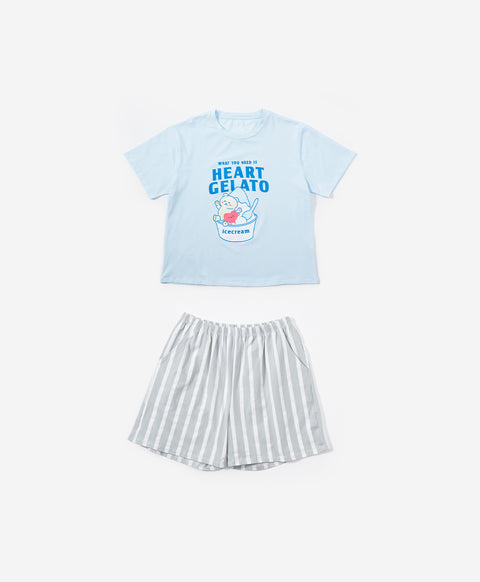 Junior Heart Gelato Short Sleeves Top & Shorts Sleep Set