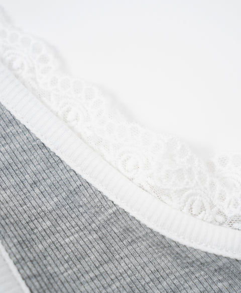 Stay Bloom Sleeveless Lace Trim Ribbed Vest
