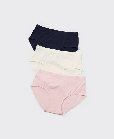 Skinmate Daily Laminated Seamless No-Show Cotton Spandex Mid Waist Midi Panties