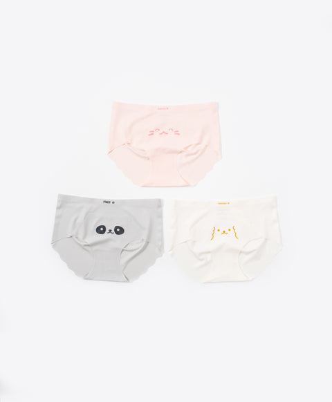 Paw & Peek Laminated Seamless No-Show Mid Waist Hipster Panties