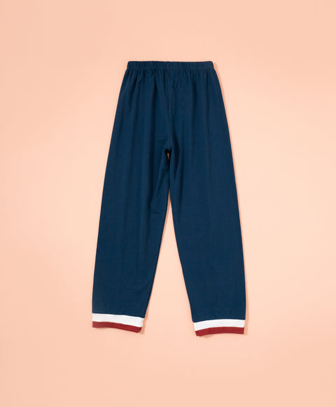 Cookies d'amore Long Sleeves Top With Pants Set-Dark Blue