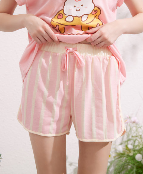 Little Bunny Short Sleeves Polyester Cotton Top & Bottom Sleep Set