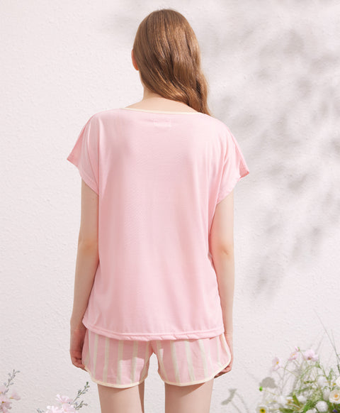 Little Bunny Short Sleeves Polyester Cotton Top & Bottom Sleep Set