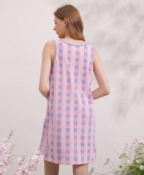 Sweet Cat Bow Bow Sleeveless Polyester Cotton Sleep Dress