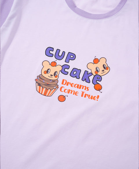 Junior Bedtime Bubbles Cup Cake Dreams Come True Long Sleeves Tee & Pants Sleep Set