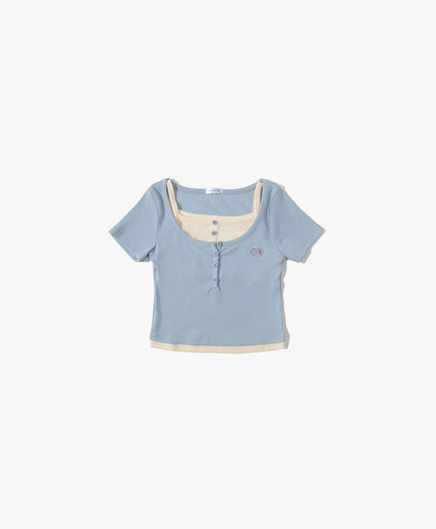 Dream Squad Fake 2-piece Short Sleeve Top