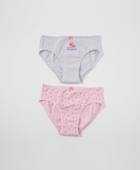 Berry Stressed Cotton Mid Waist Midi 2pcs Sanitary Panties Pack