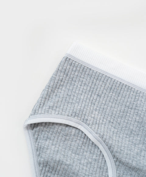 Rib Design Low Waist Midi Cotton Panties