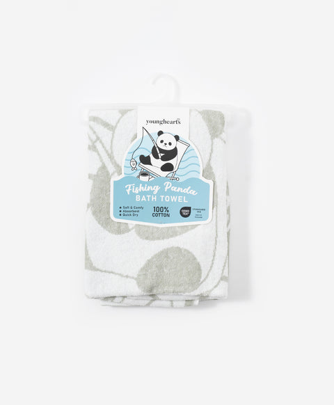 Fishing Panda Graphic Cotton Bath Towel