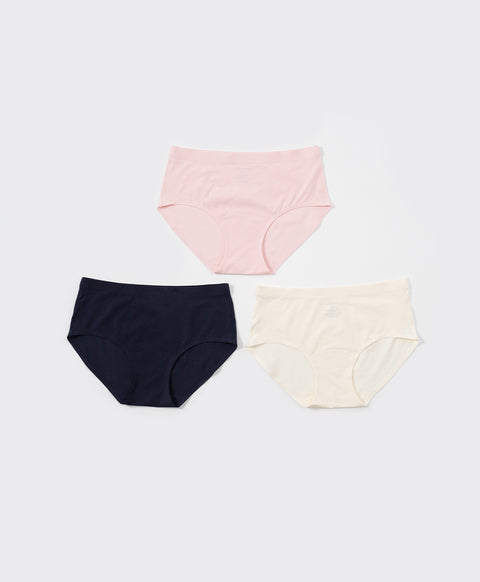 Skinmate Daily Laminated Seamless No-Show Cotton Spandex Mid Waist Midi Panties