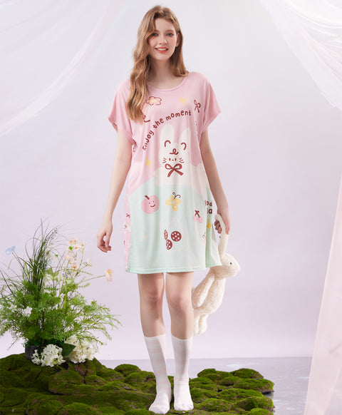 Enjoy the Moment Good Day Microfiber Short Sleeves Sleep Dress