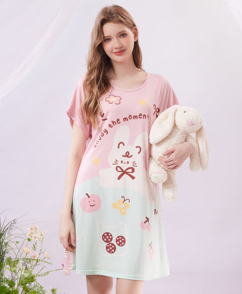 Enjoy the Moment Good Day Microfiber Short Sleeves Sleep Dress