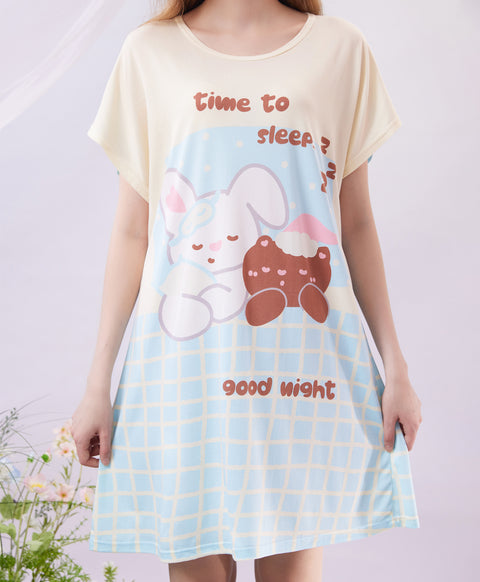 Times To Sleep Microfiber Short Sleeves Sleep Dress