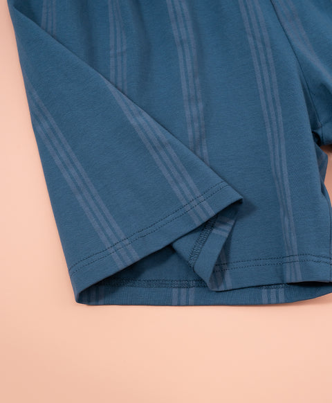 Cookies d'amore Satin Short Sleeve Top & Short PJ Set-Dark Blue