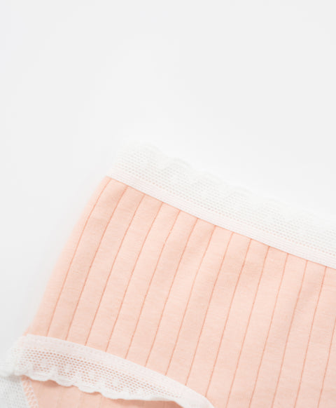 Country Style Low Waist Midi Ribbed Cotton Panties