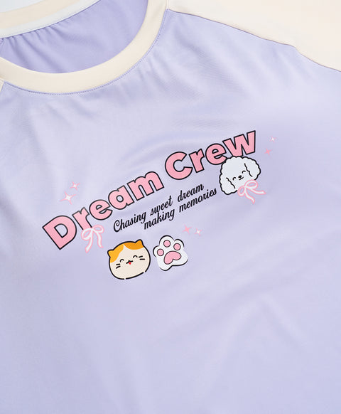 Hello Dream Crew Short Sleeves Padded Sleep Dress