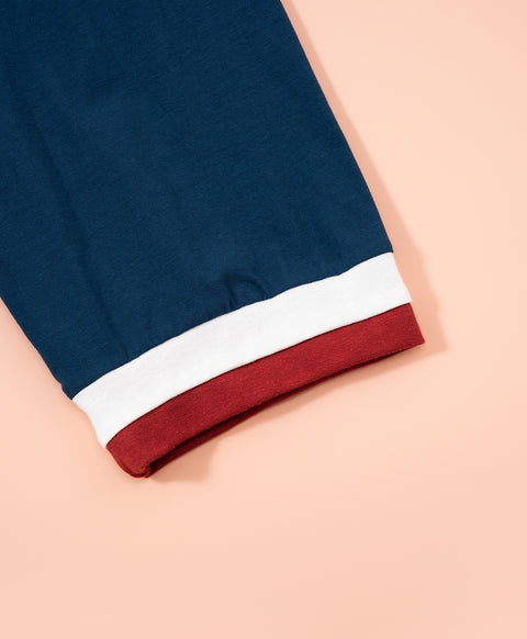 Cookies d'amore Long Sleeves Top With Pants Set-Dark Blue