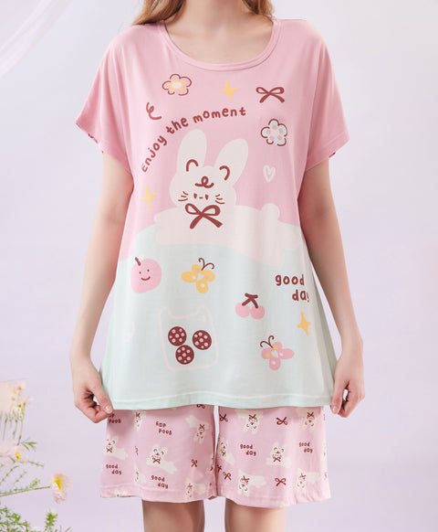 Enjoy the Moment Good Day Short Sleeves Microfiber Top & Bottom Sleep Set