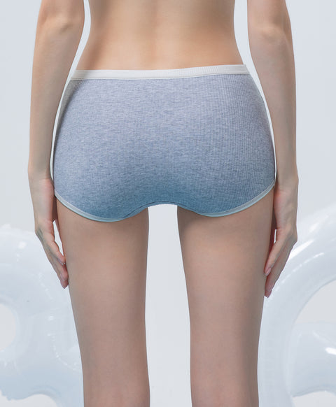 Rib Design Mid Waist Hipster Cotton Panties