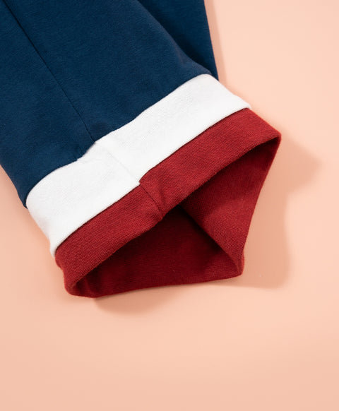 Cookies d'amore Long Sleeves Top With Pants Set-Dark Blue